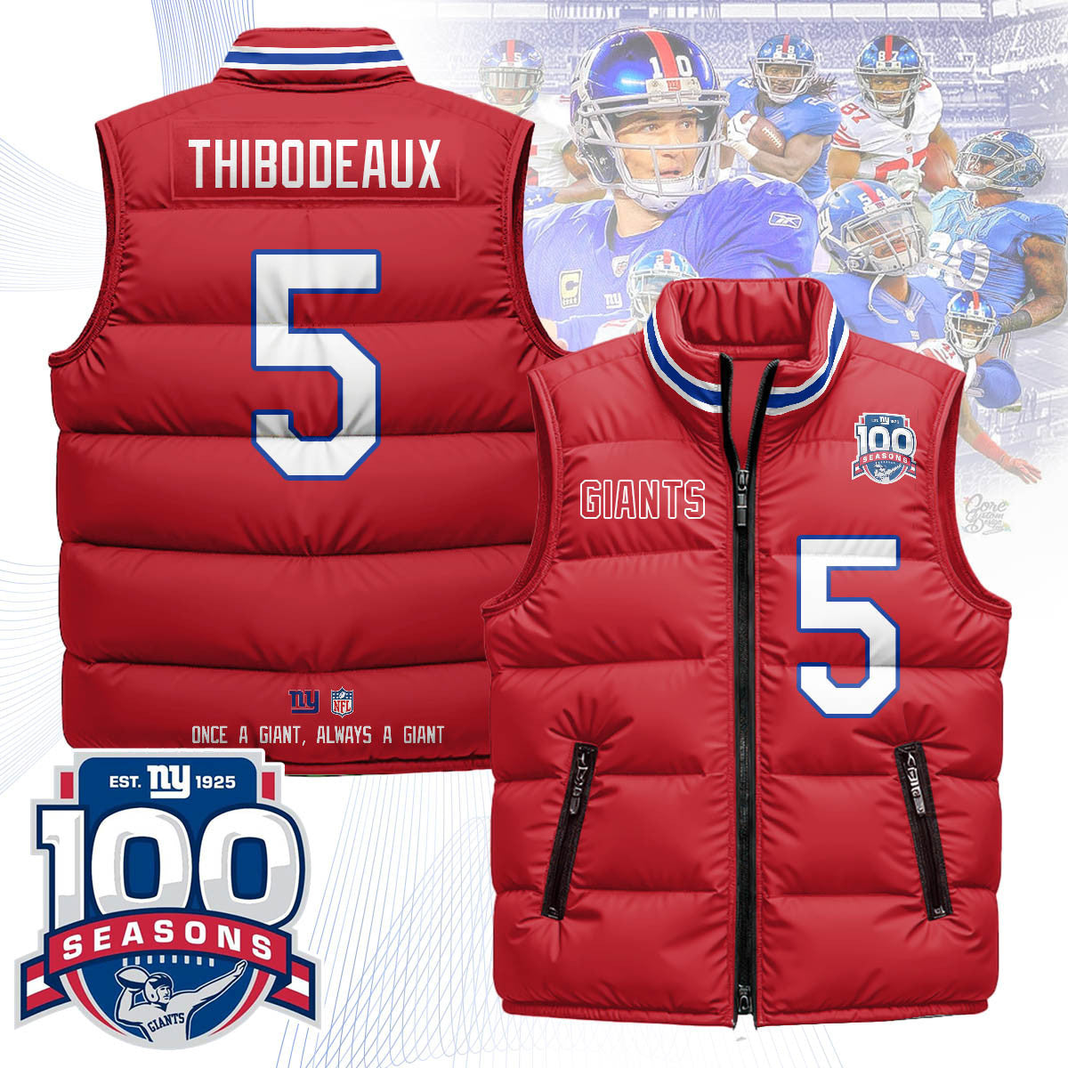 New York Giants Unisex Puffer Vest