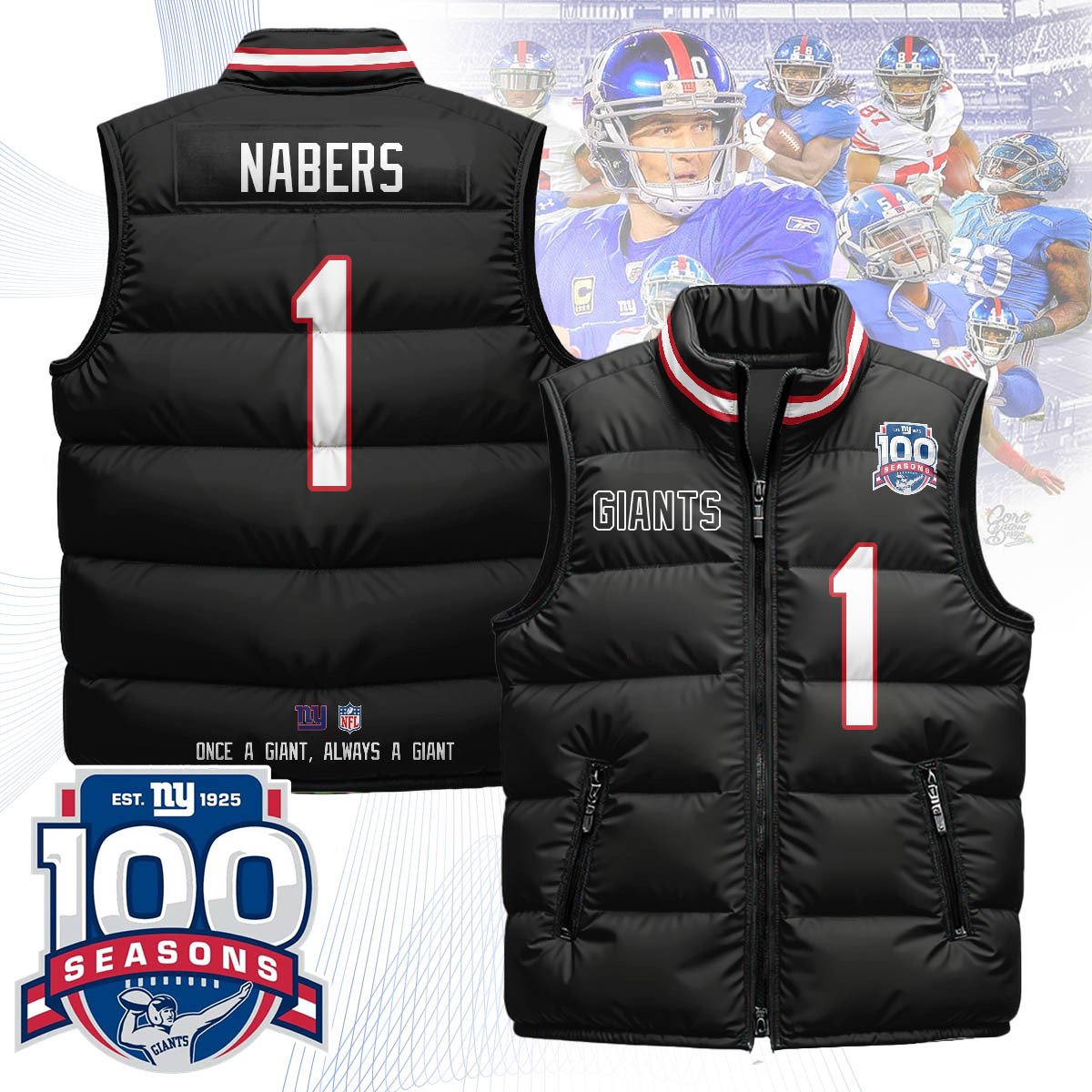 NYG Unisex Puffer Vest