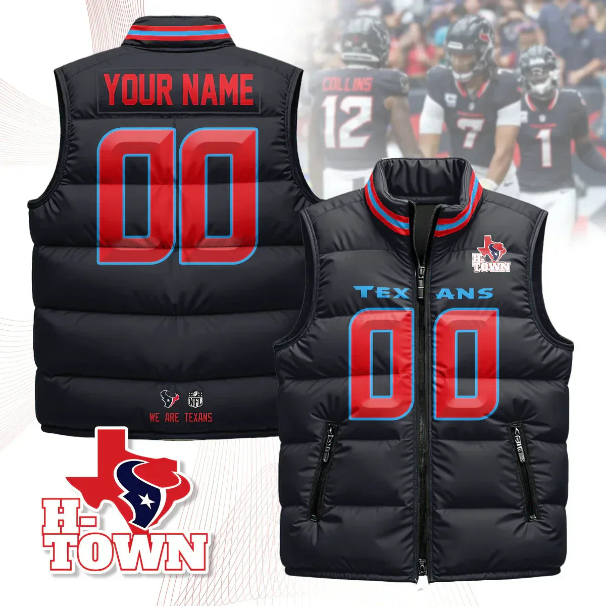 Custom Houston Texans Unisex Puffer Vest