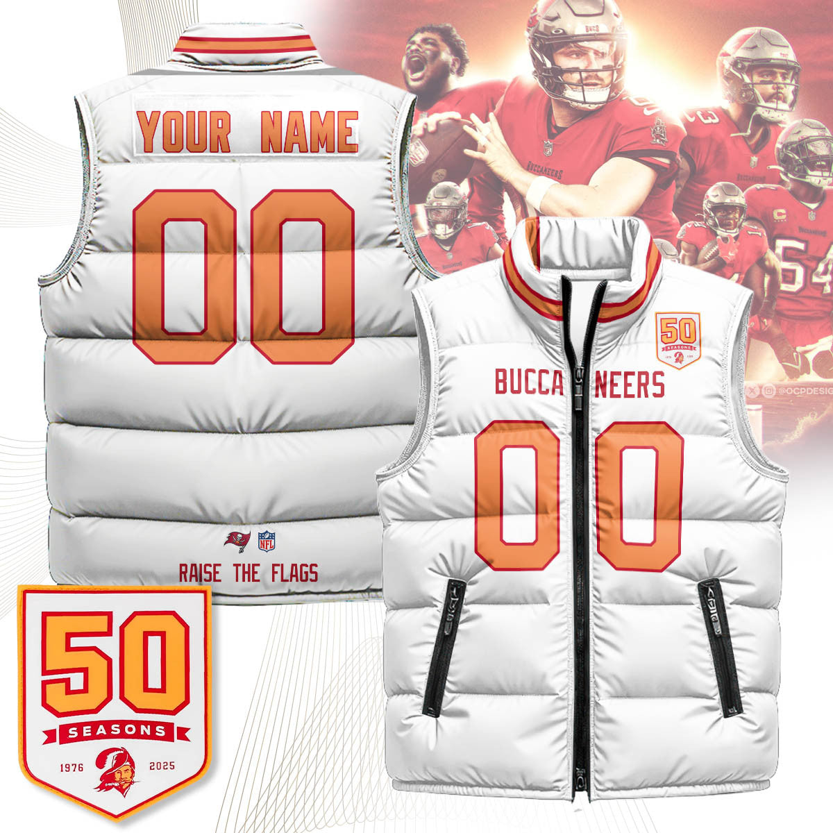 Custom Tampa Bay Buccaneers Unisex Puffer Vest