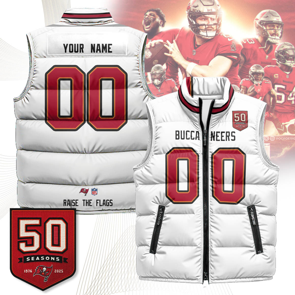 Custom Tampa Bay Buccaneers Unisex Puffer Vest