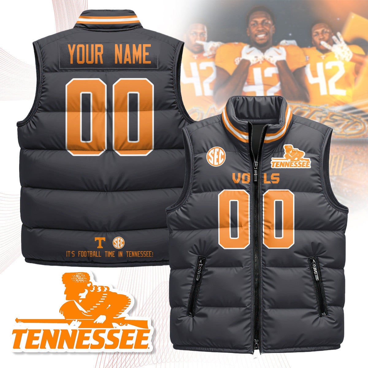 Custom Tennessee Volunteers Unisex Puffer Vest