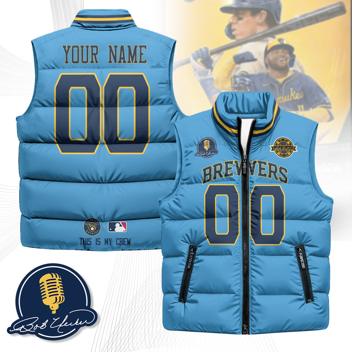 Custom Milwaukee Brewers Unisex Puffer Vest