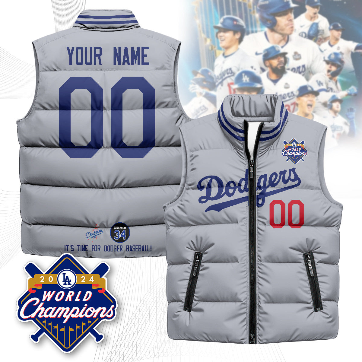 Custom Los Angeles Dodgers Unisex Puffer Vest