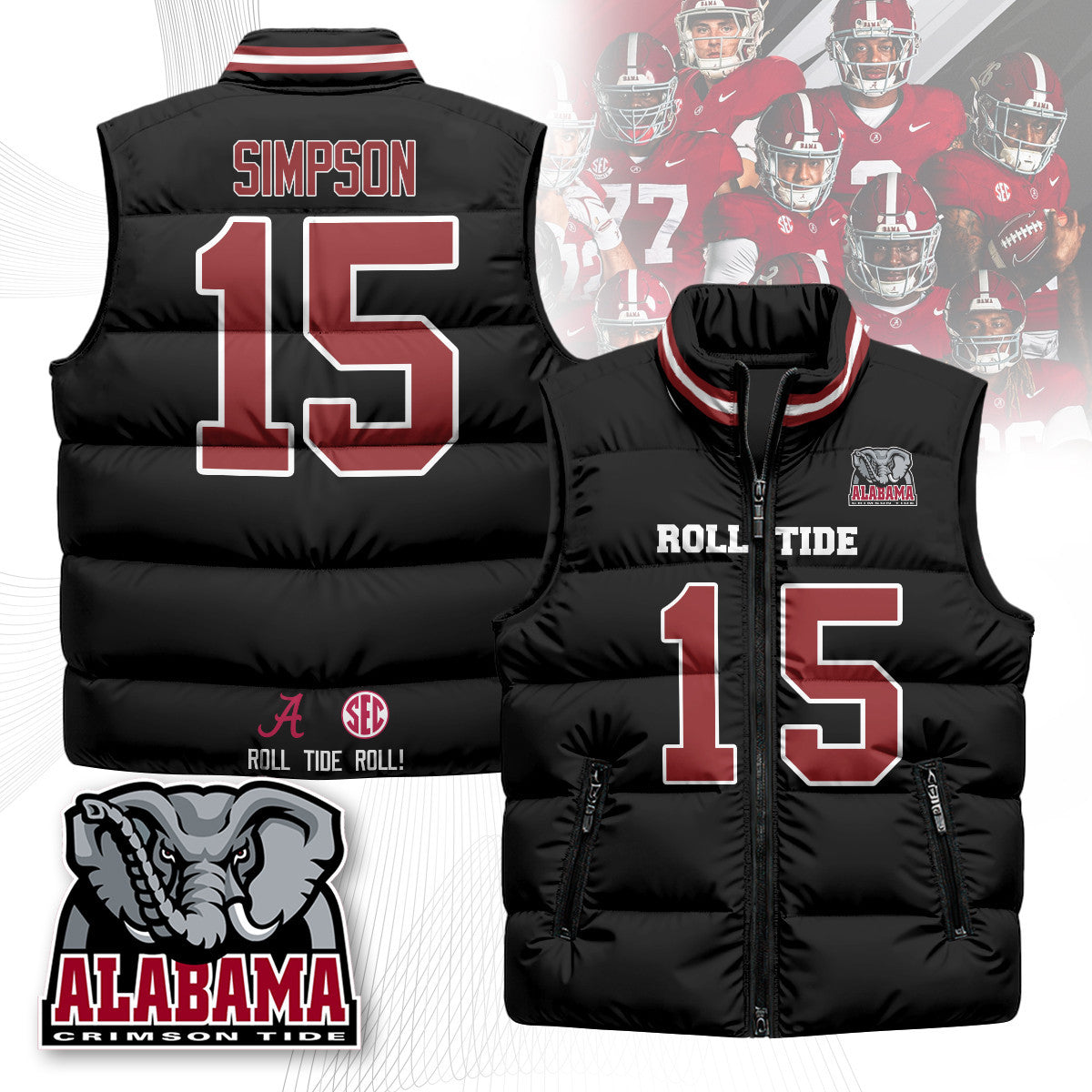 Alabama Crimson Tide Unisex Puffer Vest