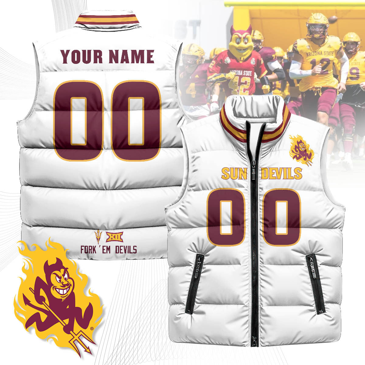 Custom Arizona State Sun Devils Unisex Puffer Vest
