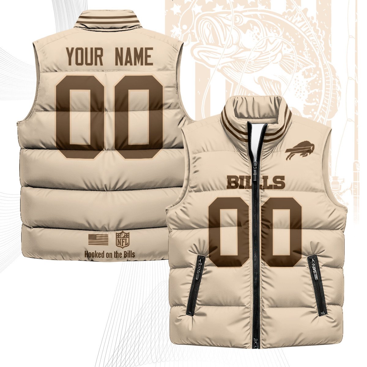 Custom Buffalo Bills Fishing Unisex Puffer Vest