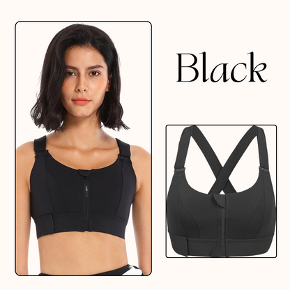 Women Sports Bras Tights Crop Top Yoga Vest Front Zipper Plus Size Adjustable Strap