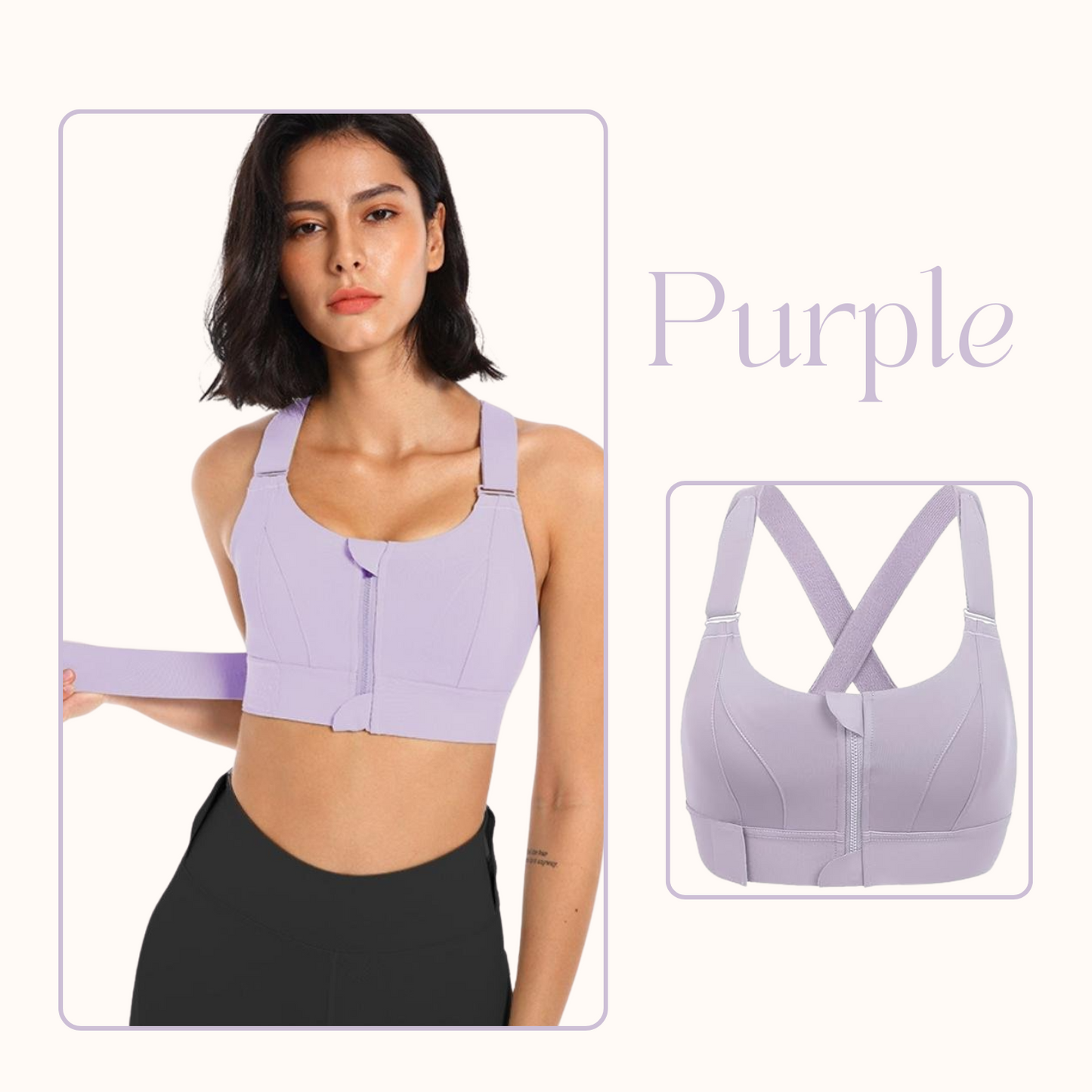 Women Sports Bras Tights Crop Top Yoga Vest Front Zipper Plus Size Adjustable Strap