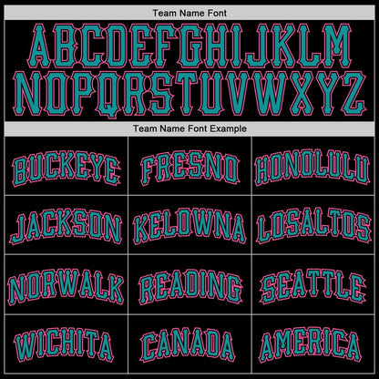 Custom Black Pink-Teal Authentic Baseball Jersey