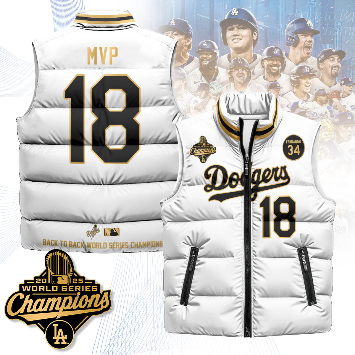 LAD 2025 World Series Champions Puffer Vest