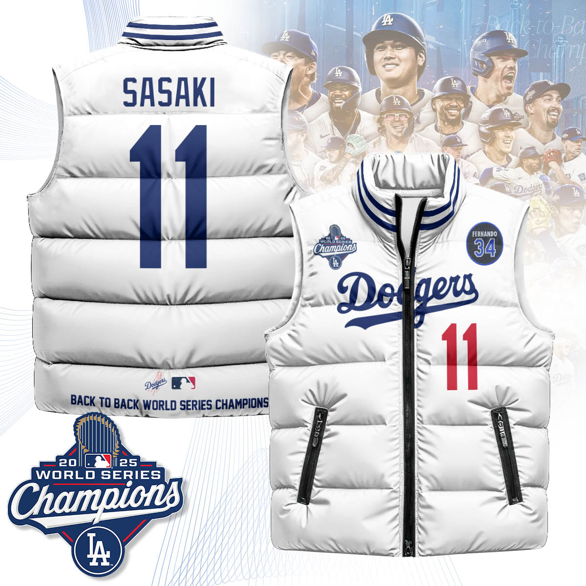 LAD 2025 World Series Champions Puffer Vest