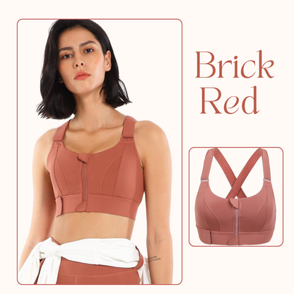 Women Sports Bras Tights Crop Top Yoga Vest Front Zipper Plus Size Adjustable Strap