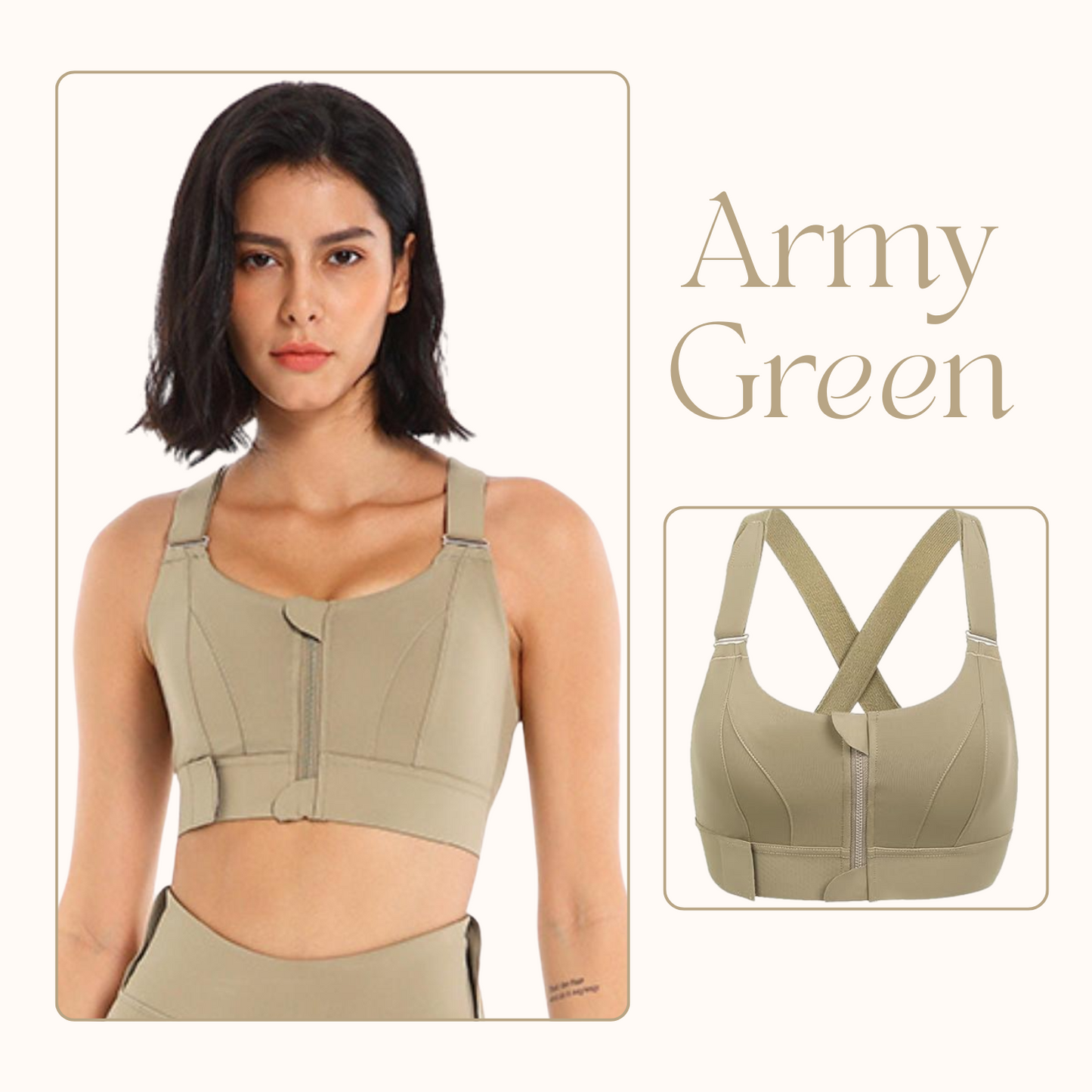 Women Sports Bras Tights Crop Top Yoga Vest Front Zipper Plus Size Adjustable Strap