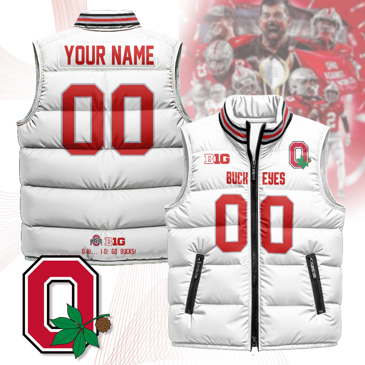 Custom Buckeyes Unisex Puffer Vest