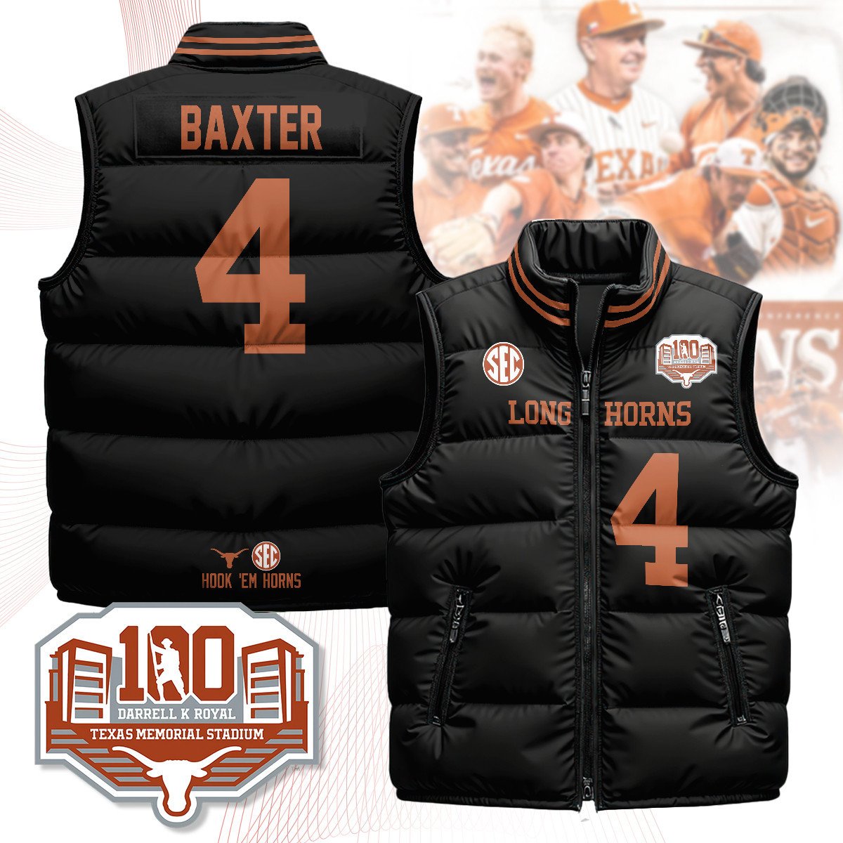 Texas Longhorns Unisex Puffer Vest