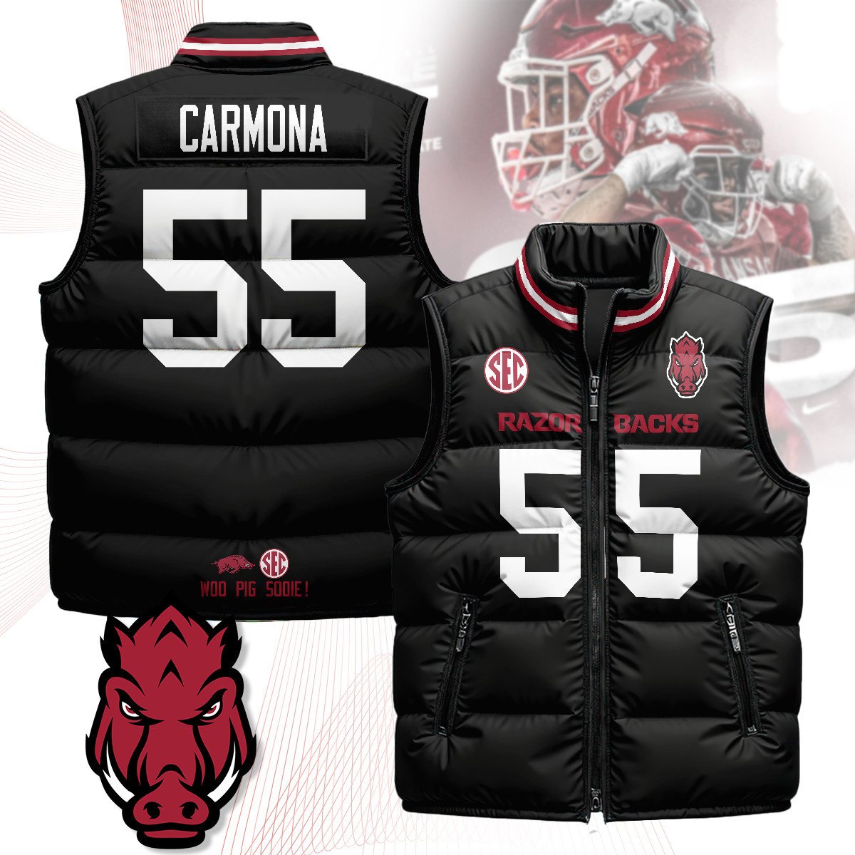Arkansas Razorbacks Unisex Puffer Vest