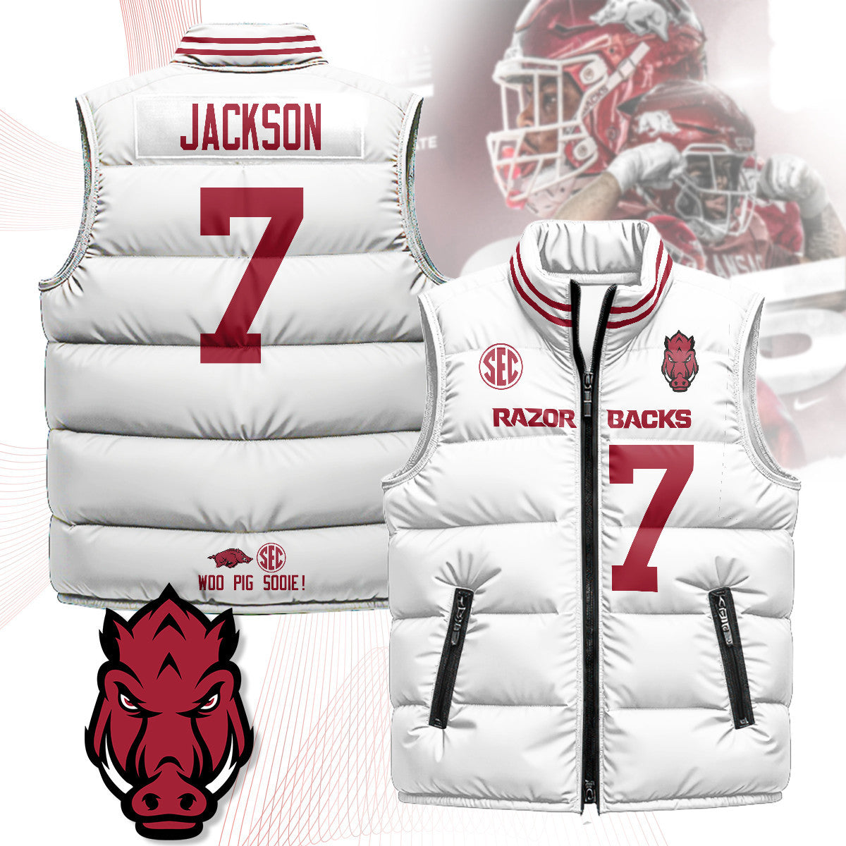 Arkansas Razorbacks Unisex Puffer Vest