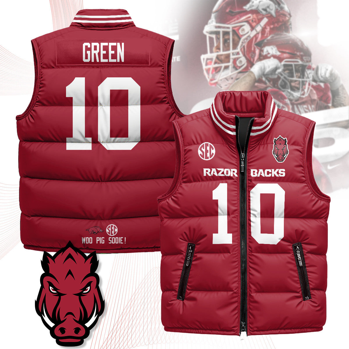 Arkansas Razorbacks Unisex Puffer Vest