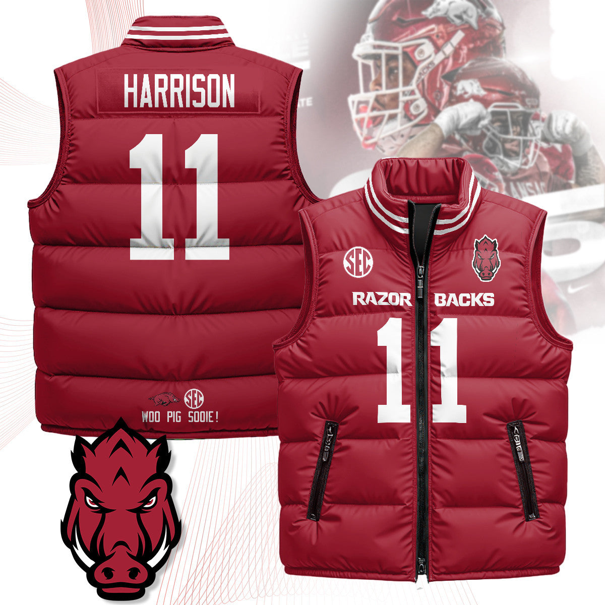 Arkansas Razorbacks Unisex Puffer Vest