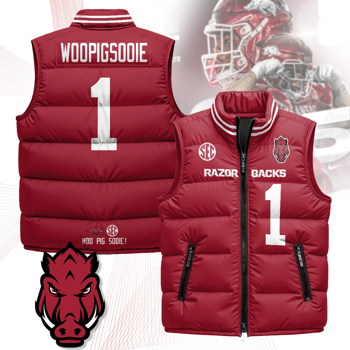 Arkansas Razorbacks Unisex Puffer Vest