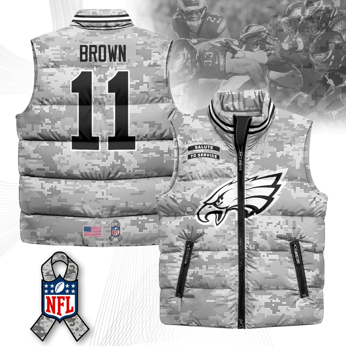 Philadelphia Eagles Salute To Service Puffer Vest