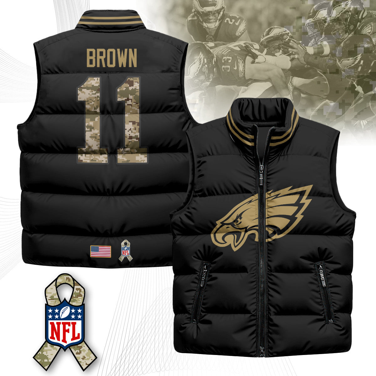Philadelphia Eagles Salute To Service Puffer Vest