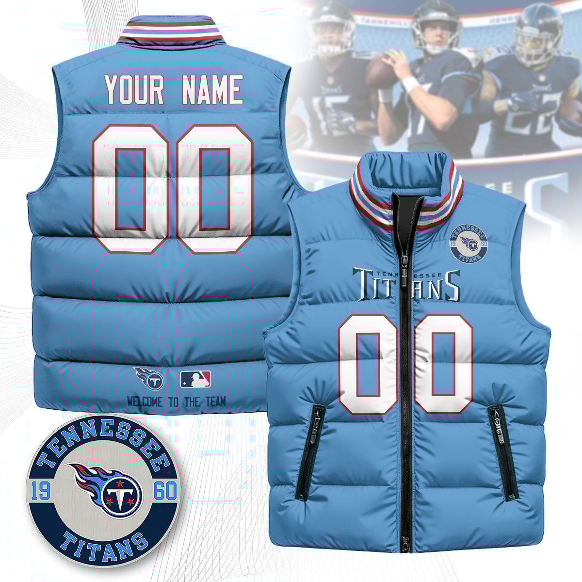 Custom Tennessee Titans Unisex Puffer Vest