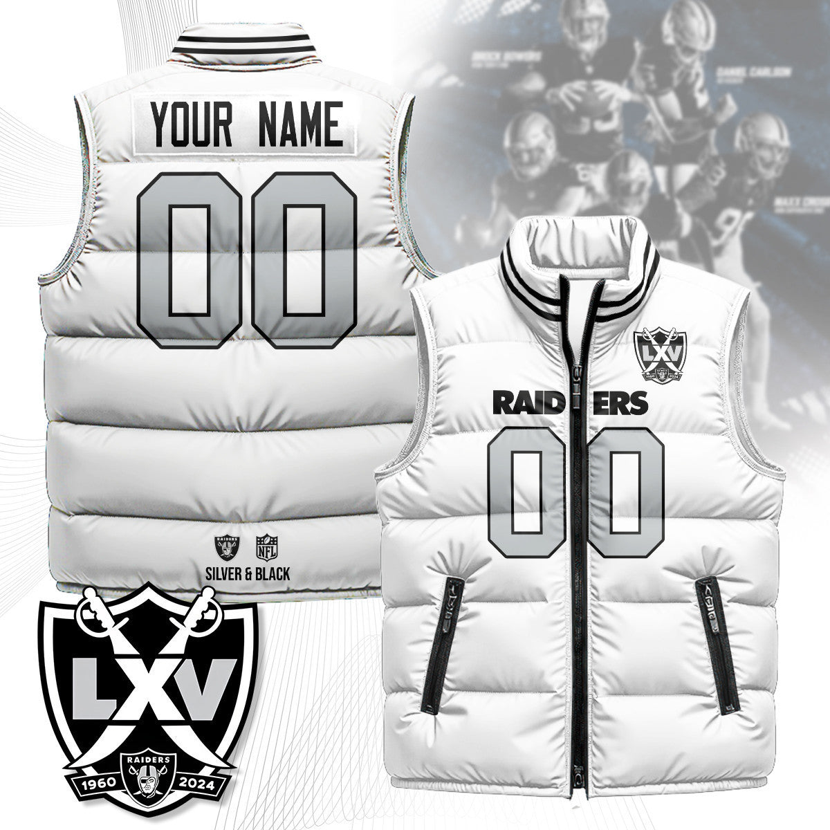 Custom Las Vegas Raiders Unisex Puffer Vest